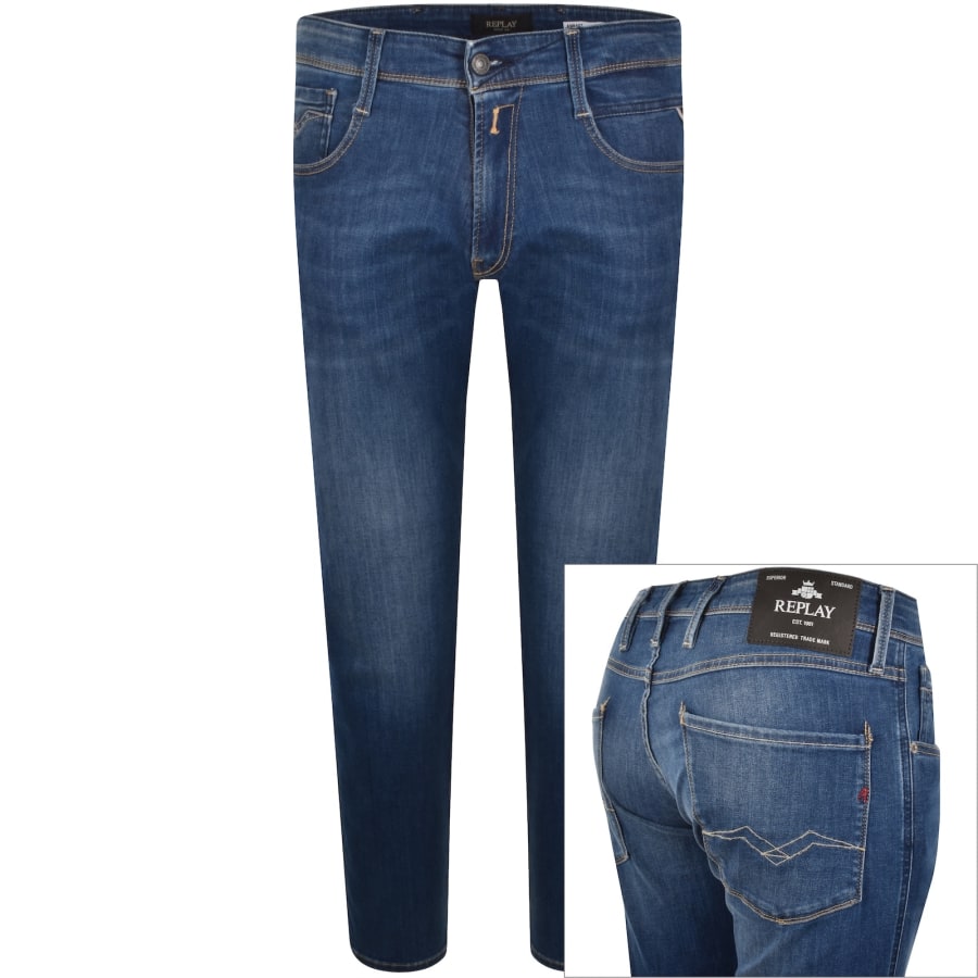Image number 1 for Replay Slim Fit Anbass Jeans Blue