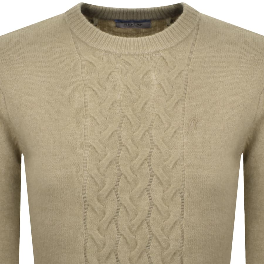 Image number 2 for Replay Crew Neck Knit Jumper Beige