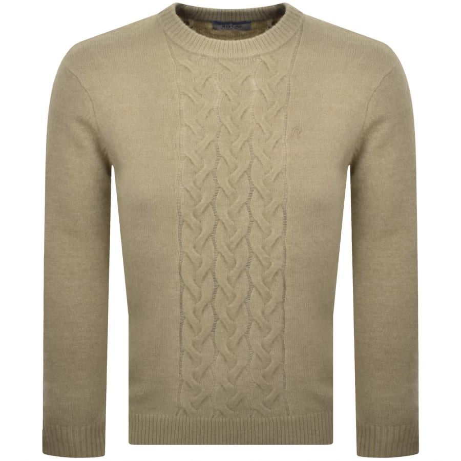 Image number 1 for Replay Crew Neck Knit Jumper Beige