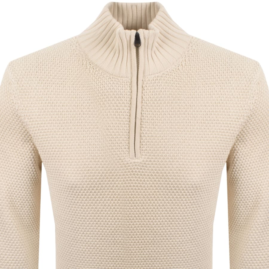 Image number 2 for G-Star Quarter Zip Knit Jumper Cream