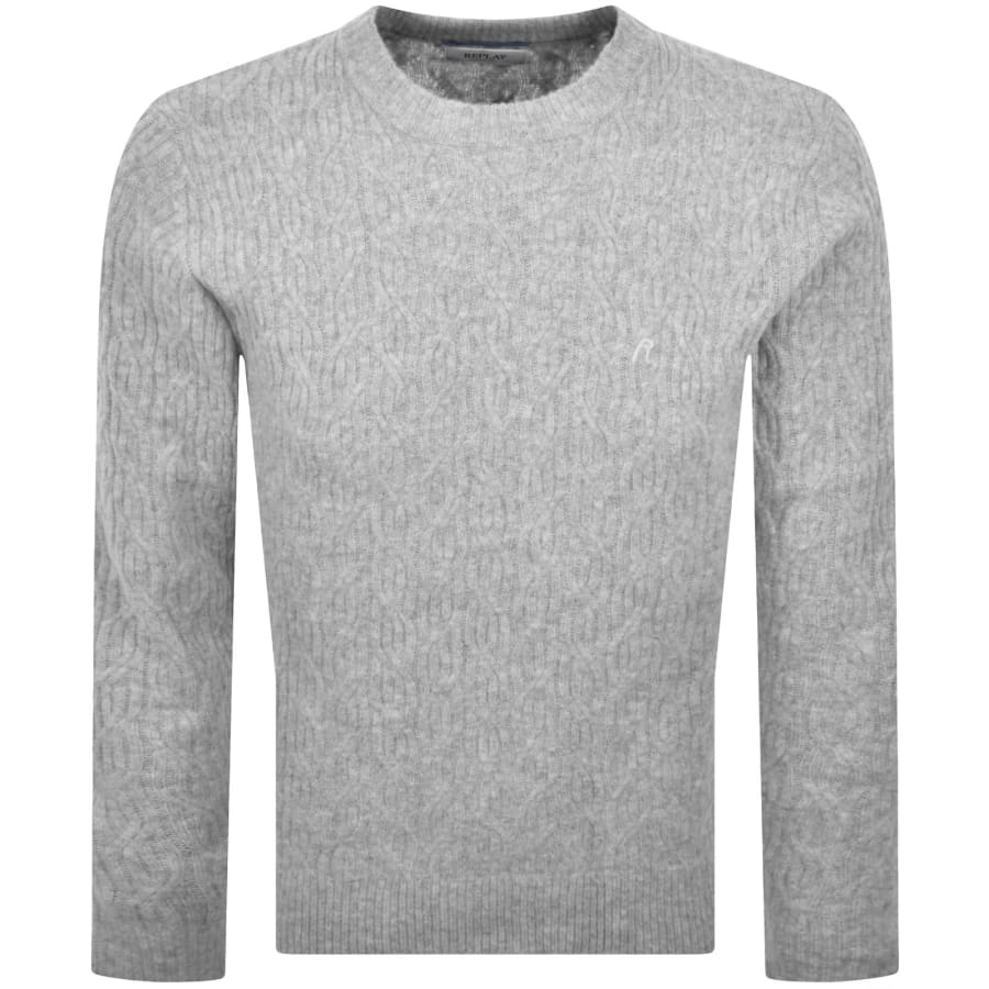 Image number 1 for Replay Crew Neck Knit Jumper Grey
