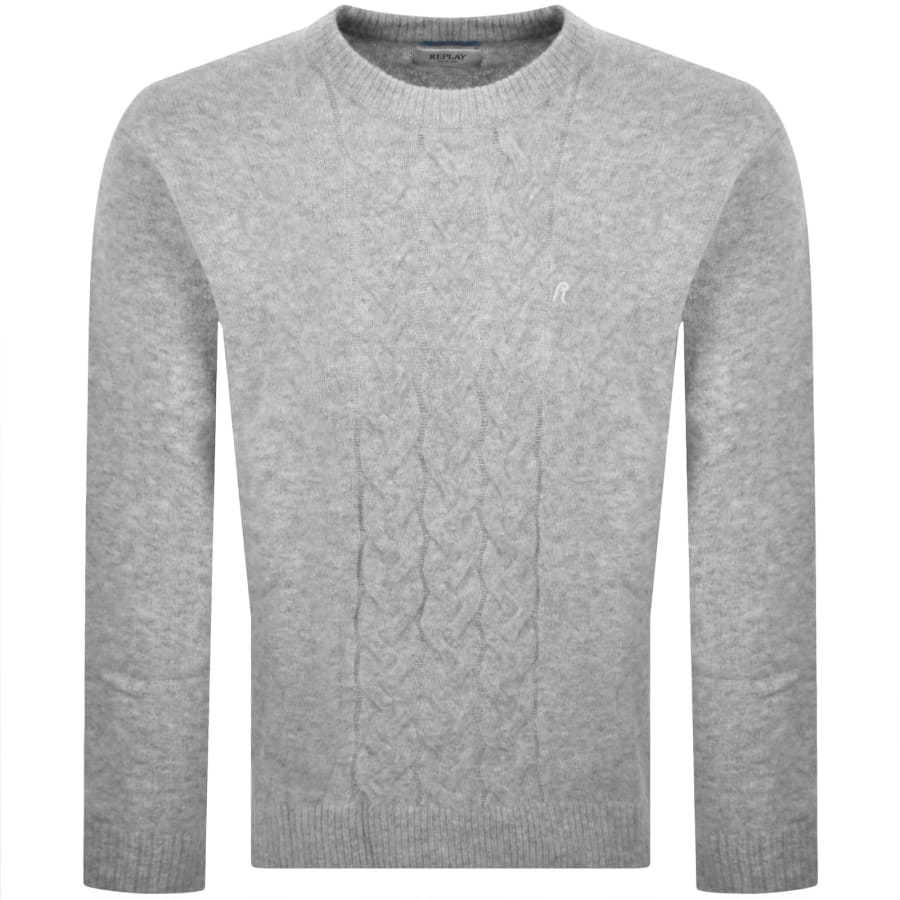 Image number 1 for Replay Crew Neck Knit Jumper Grey