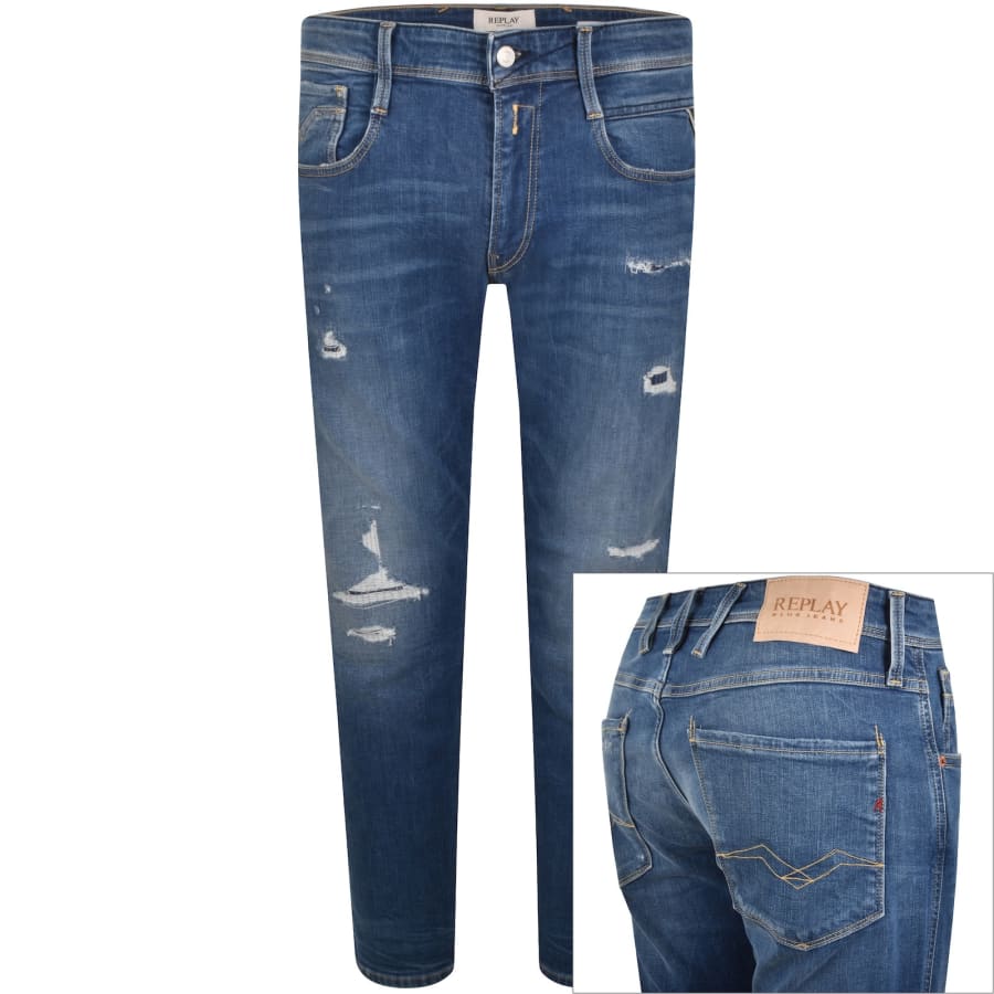 Image number 1 for Replay Slim Fit Anbass Jeans Blue