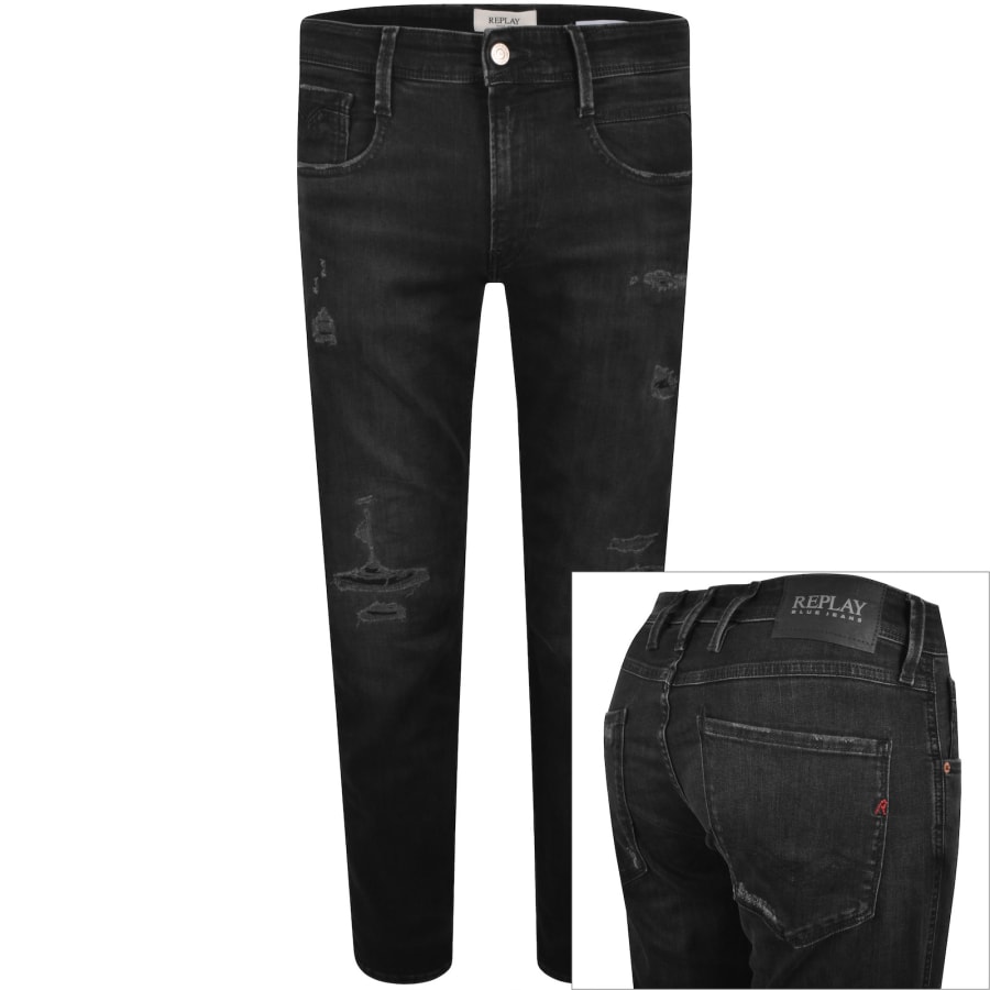 Image number 1 for Replay Slim Fit Anbass Jeans Black