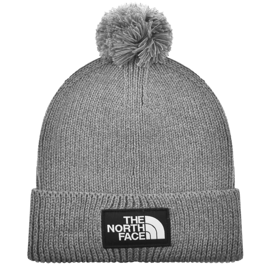 Image number 1 for The North Face Pom Logo Beanie Hat Grey