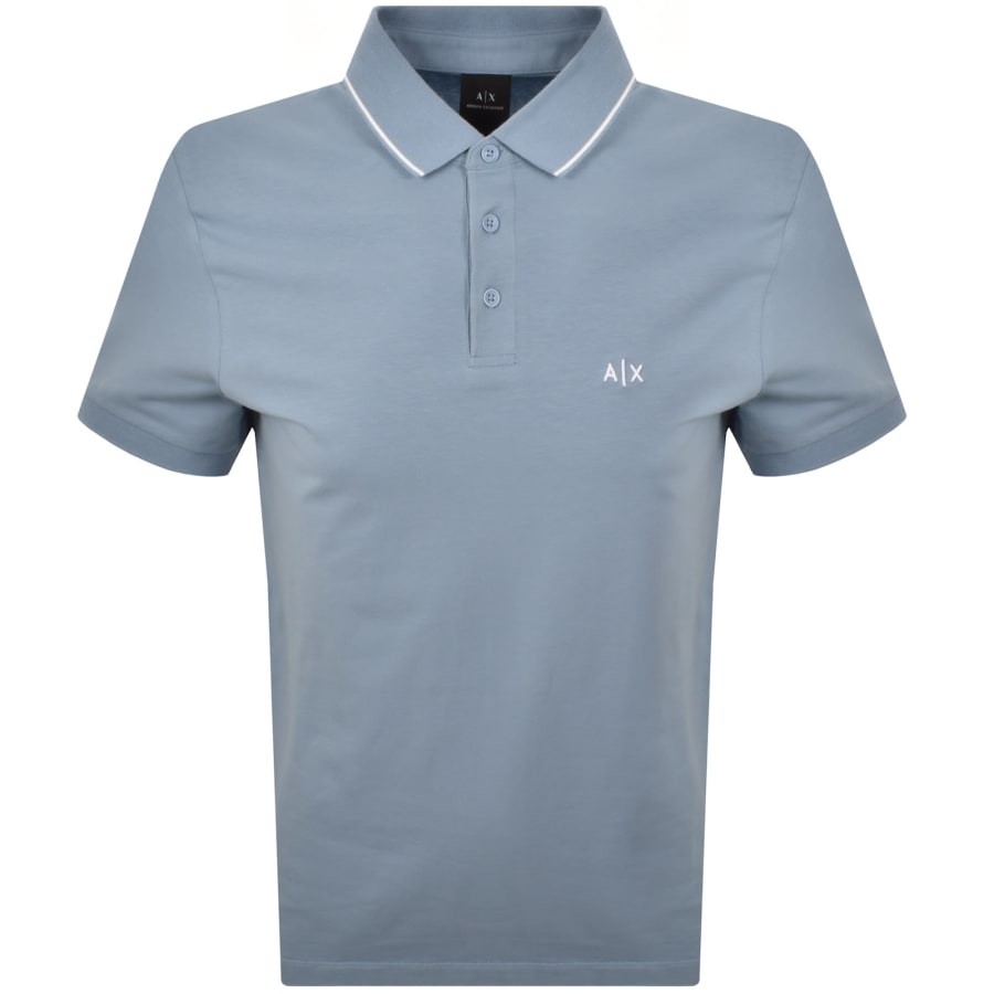 Image number 1 for Armani Exchange Polo T Shirt Faded Denim Blue