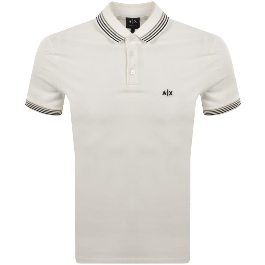 Image number 1 for Armani Exchange Tipped Polo T Shirt Cream