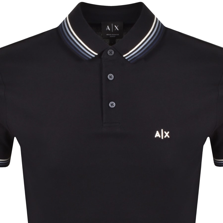 Image number 2 for Armani Exchange Tipped Polo T Shirt Navy