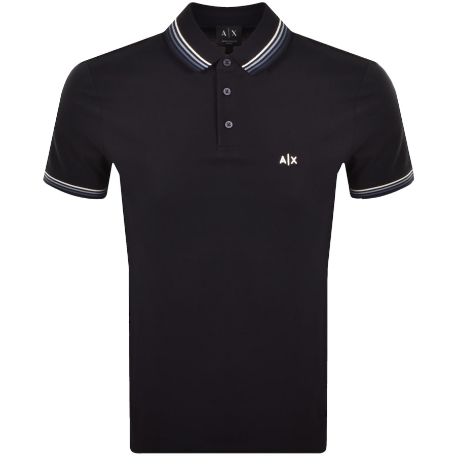Image number 1 for Armani Exchange Tipped Polo T Shirt Navy