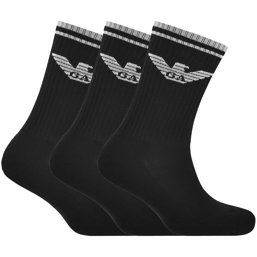 Image number 1 for Emporio Armani 3 Pack Socks Black