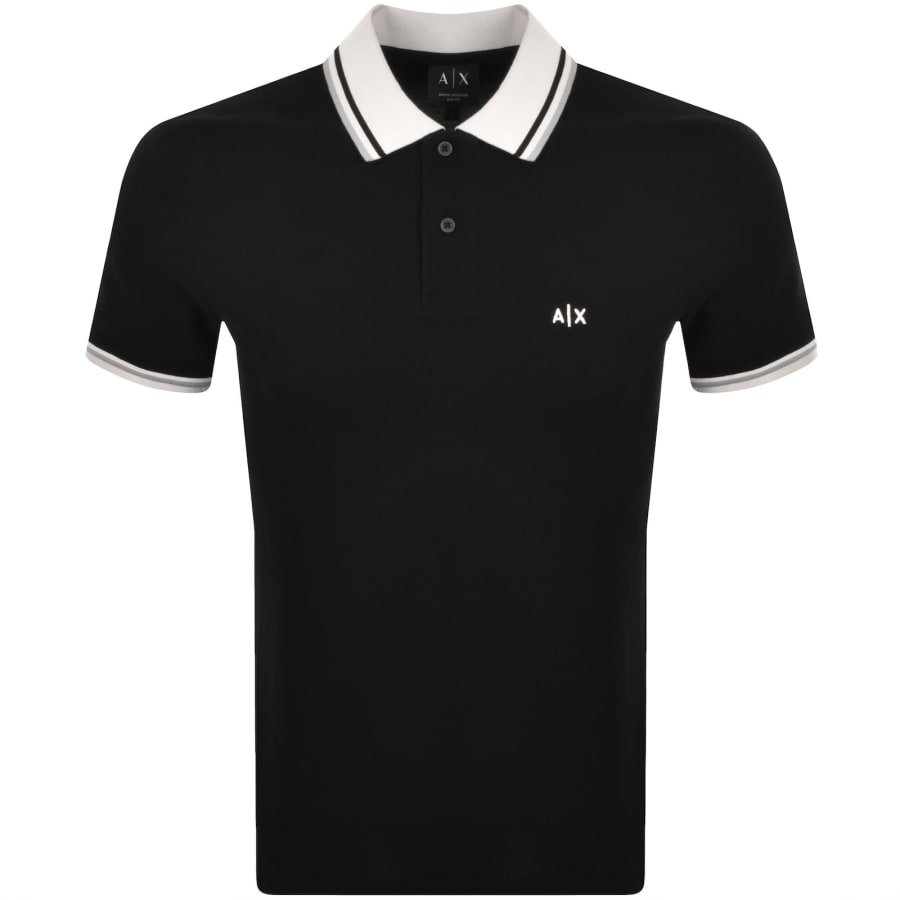Image number 1 for Armani Exchange Slim Fit Polo T Shirt Black