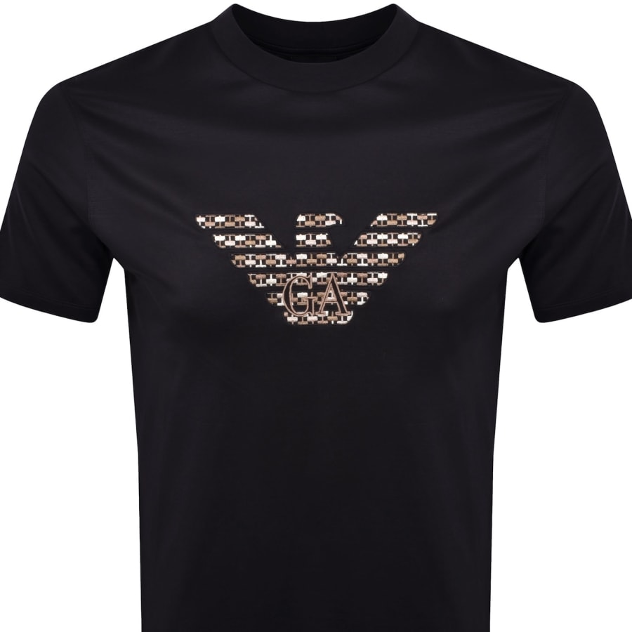 Image number 2 for Emporio Armani Embroidered Logo T Shirt Navy