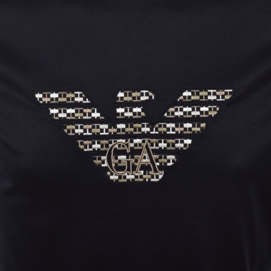 Image number 3 for Emporio Armani Embroidered Logo T Shirt Navy
