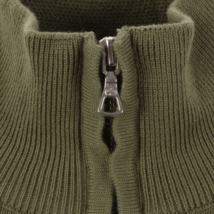 Image number 4 for Lacoste Quarter Zip Logo Knit Jumper Khaki