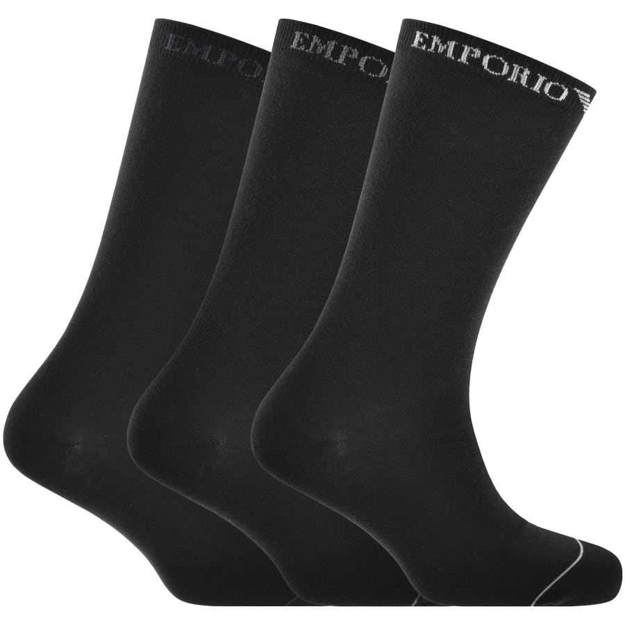 Image number 1 for Emporio Armani 3 Pack Socks Black