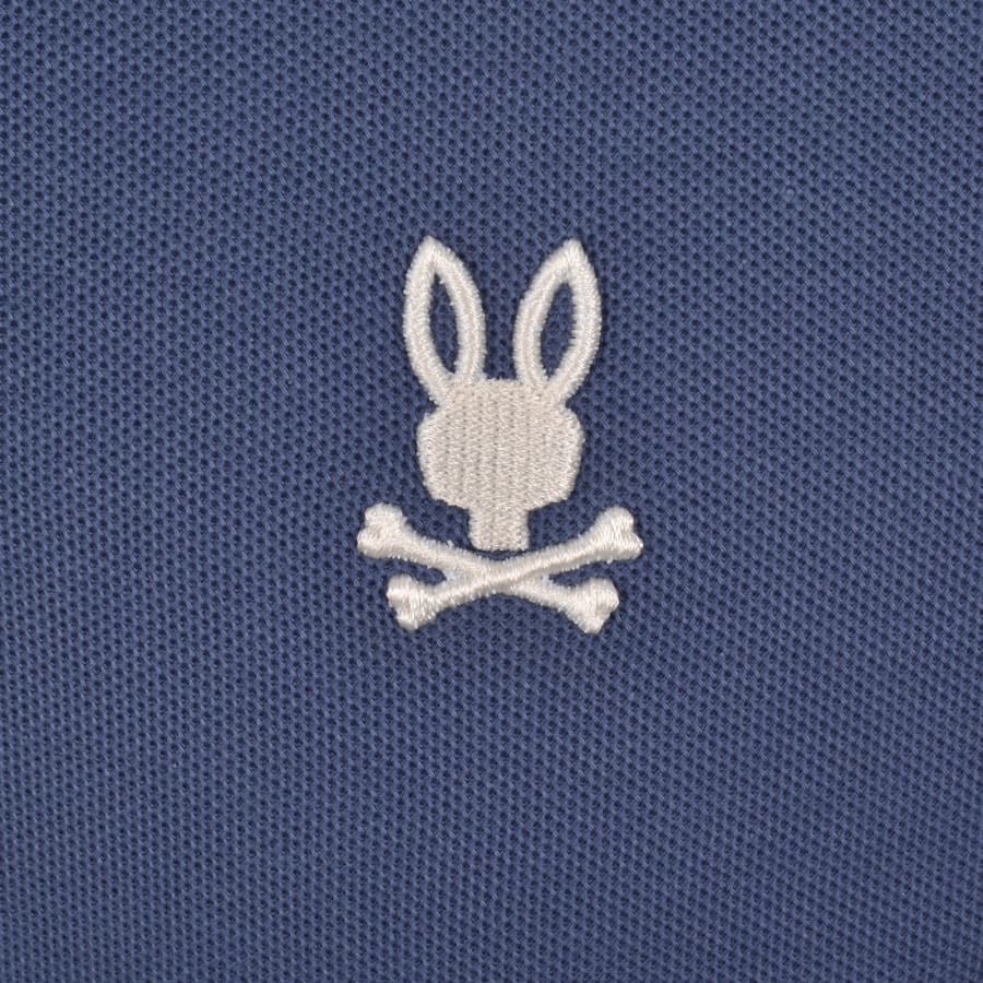 Image number 3 for Psycho Bunny Textured Collar Polo T Shirt Blue