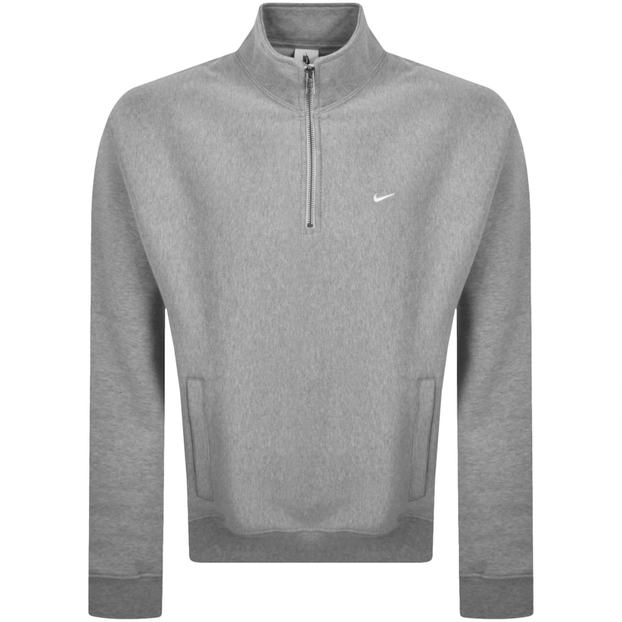 Image number 1 for Nike Brushed Quarter Zip Sweatshirt Grey