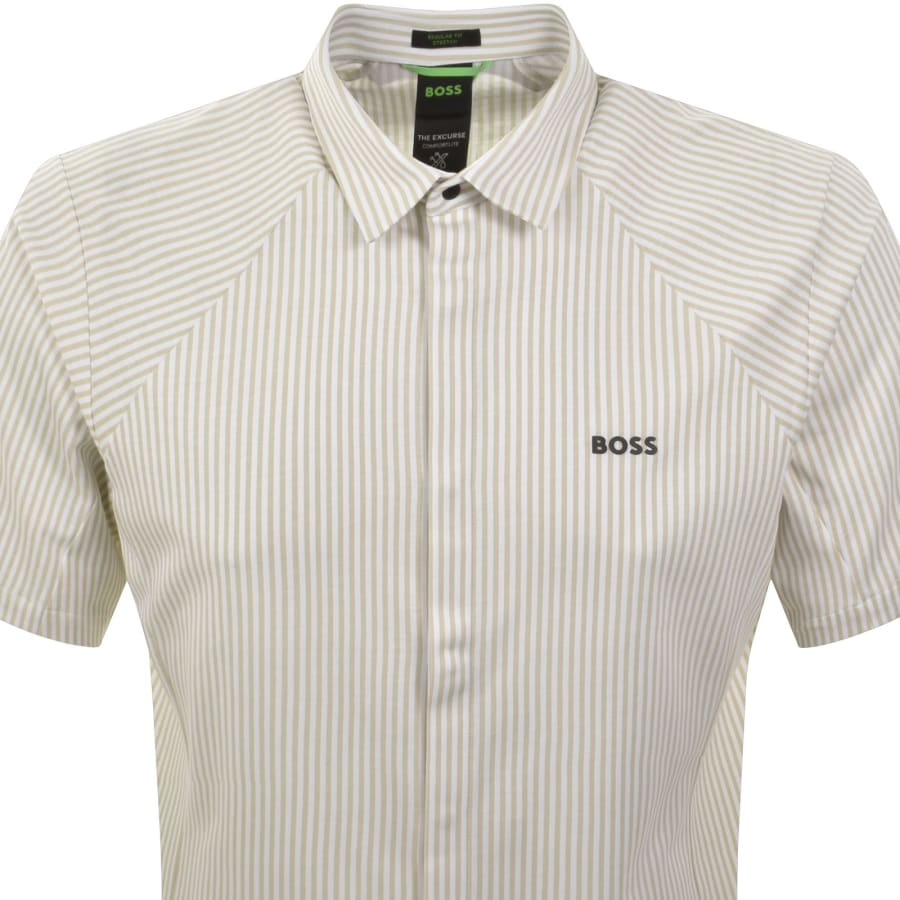 Image number 2 for BOSS Excurse Short Sleeve Striped Shirt Beige