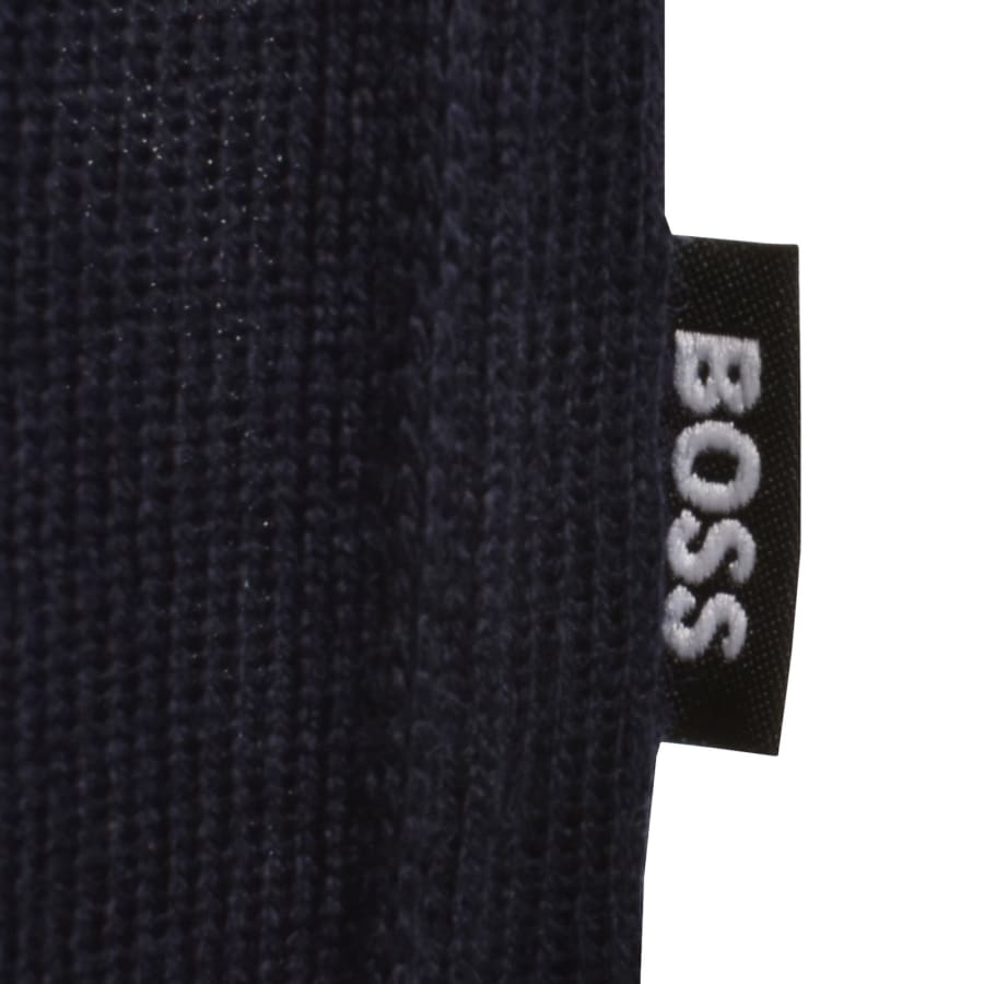 Image number 3 for BOSS Lancione Merino Wool Knit Polo Navy
