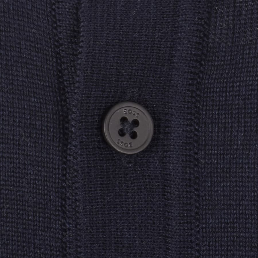 Image number 4 for BOSS Lancione Merino Wool Knit Polo Navy