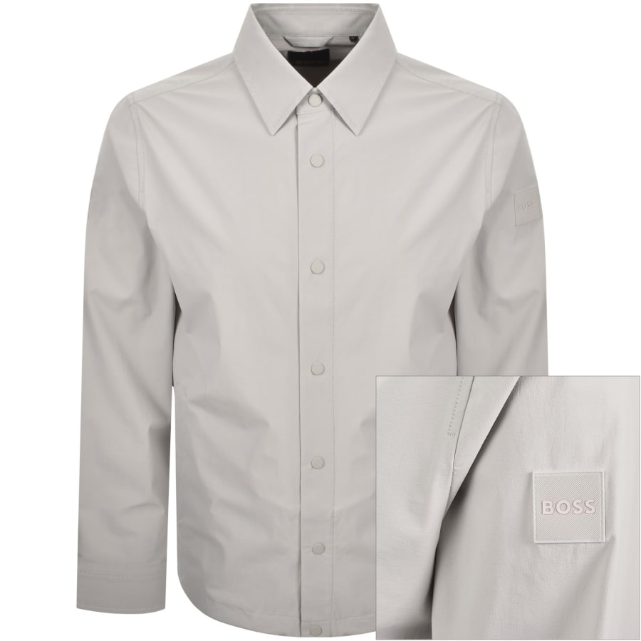 Image number 1 for BOSS Leldon Long Sleeved Overshirt Grey