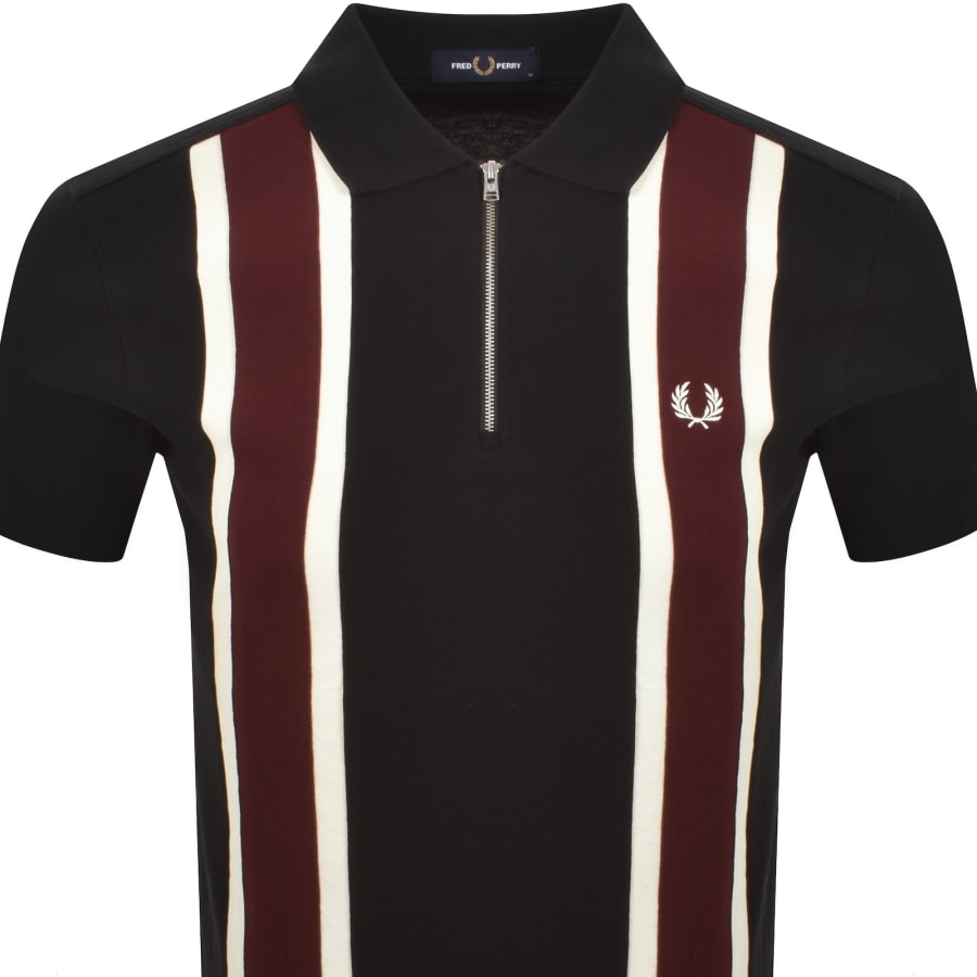 Image number 2 for Fred Perry Tramline Zip Polo T Shirt Black