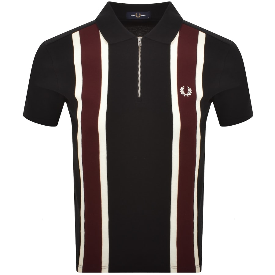 Image number 1 for Fred Perry Tramline Zip Polo T Shirt Black