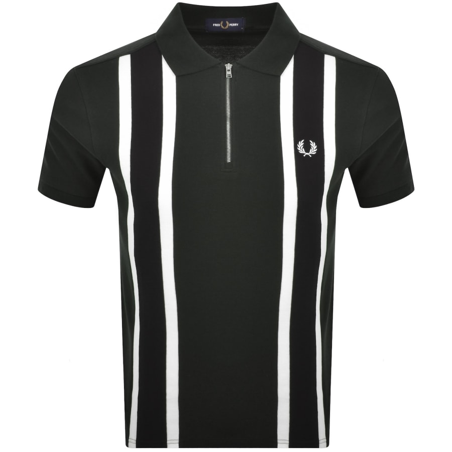 Image number 1 for Fred Perry Tramline Zip Polo T Shirt Green
