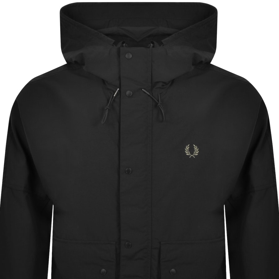 Image number 2 for Fred Perry Cropped Ripstop Parka Jacket Black