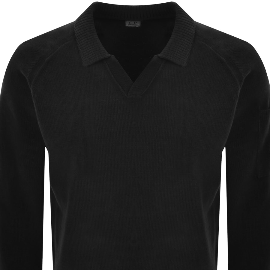 Image number 3 for CP Company Chenille Lens Polo Jumper Black