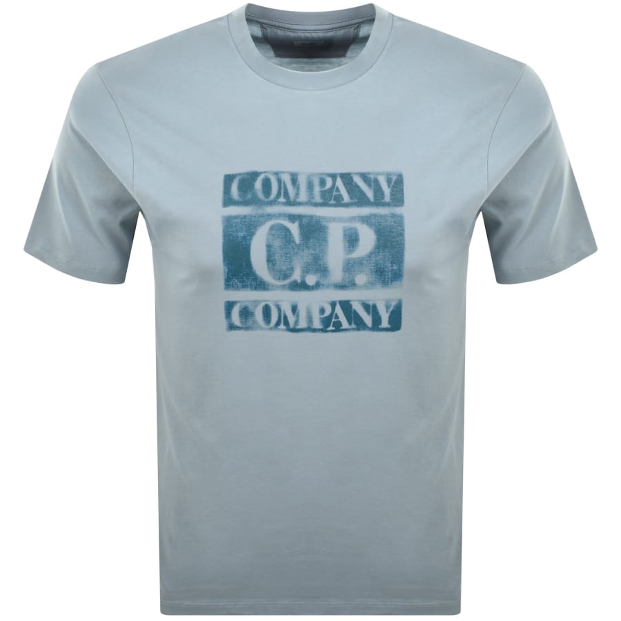 Image number 1 for CP Company Logo T Shirt Silver Blue
