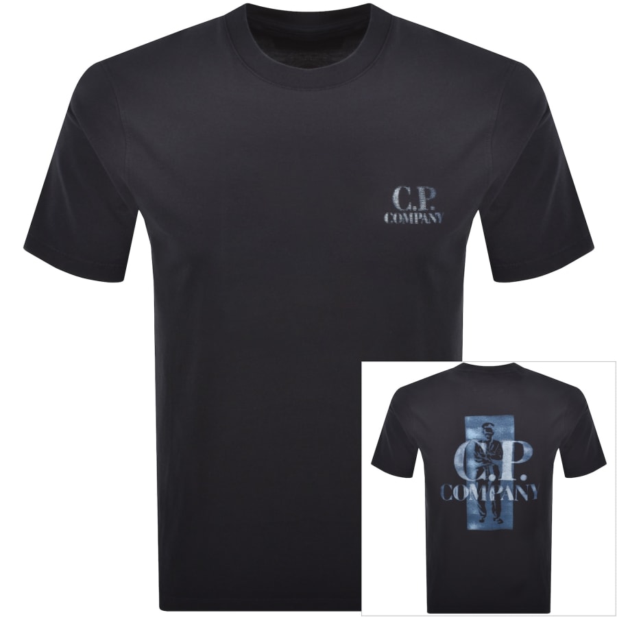 Image number 1 for CP Company Graphic Logo T Shirt Navy