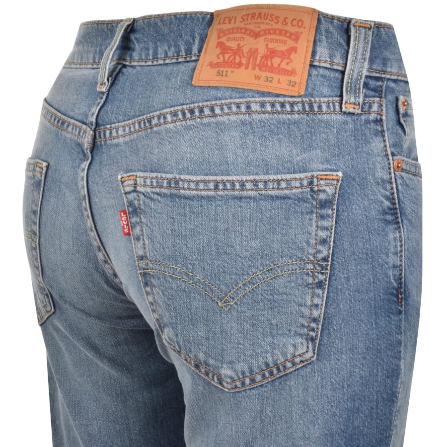 Image number 4 for Levis 511 Slim Fit Stretch Jeans Mid Wash Blue