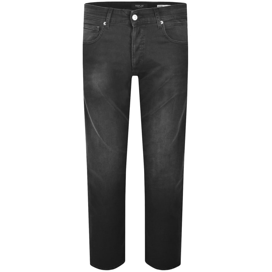 Image number 2 for Replay Grover Straight Fit Jeans Black