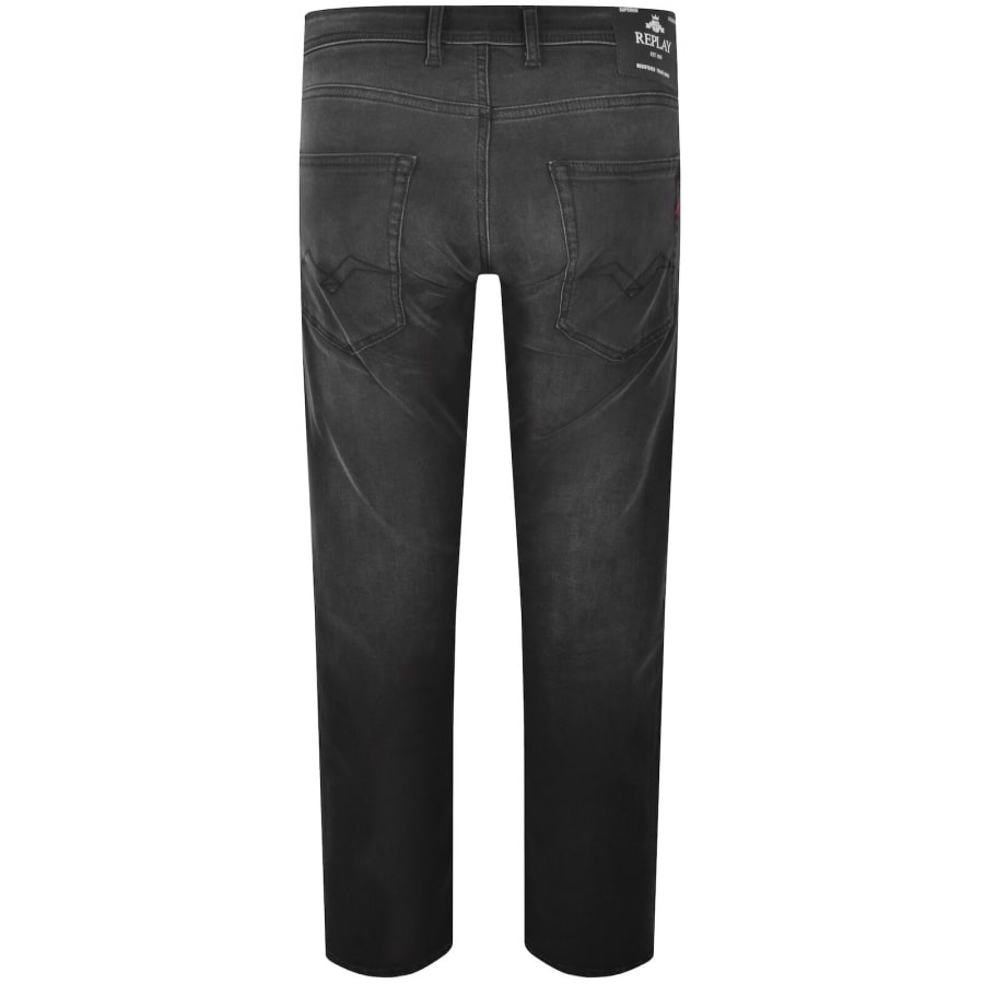 Image number 3 for Replay Grover Straight Fit Jeans Black