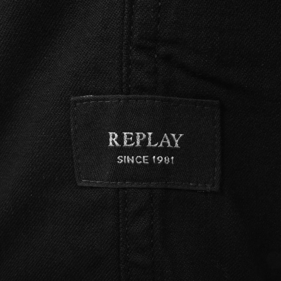 Image number 3 for Replay Denim Look Long Sleeved Shirt Black