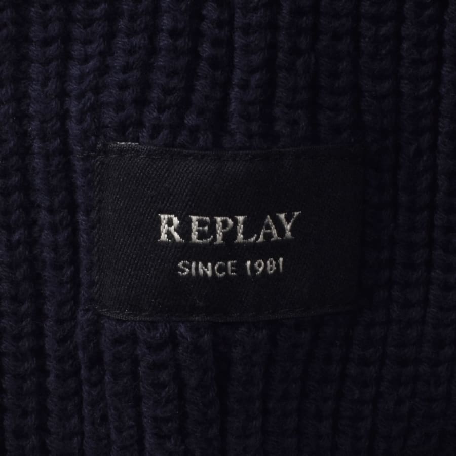 Image number 3 for Replay Crew Neck Knit Jumper Night Blue