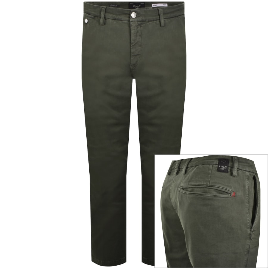 Image number 1 for Replay Benni Hyperflex Chino Jeans Green