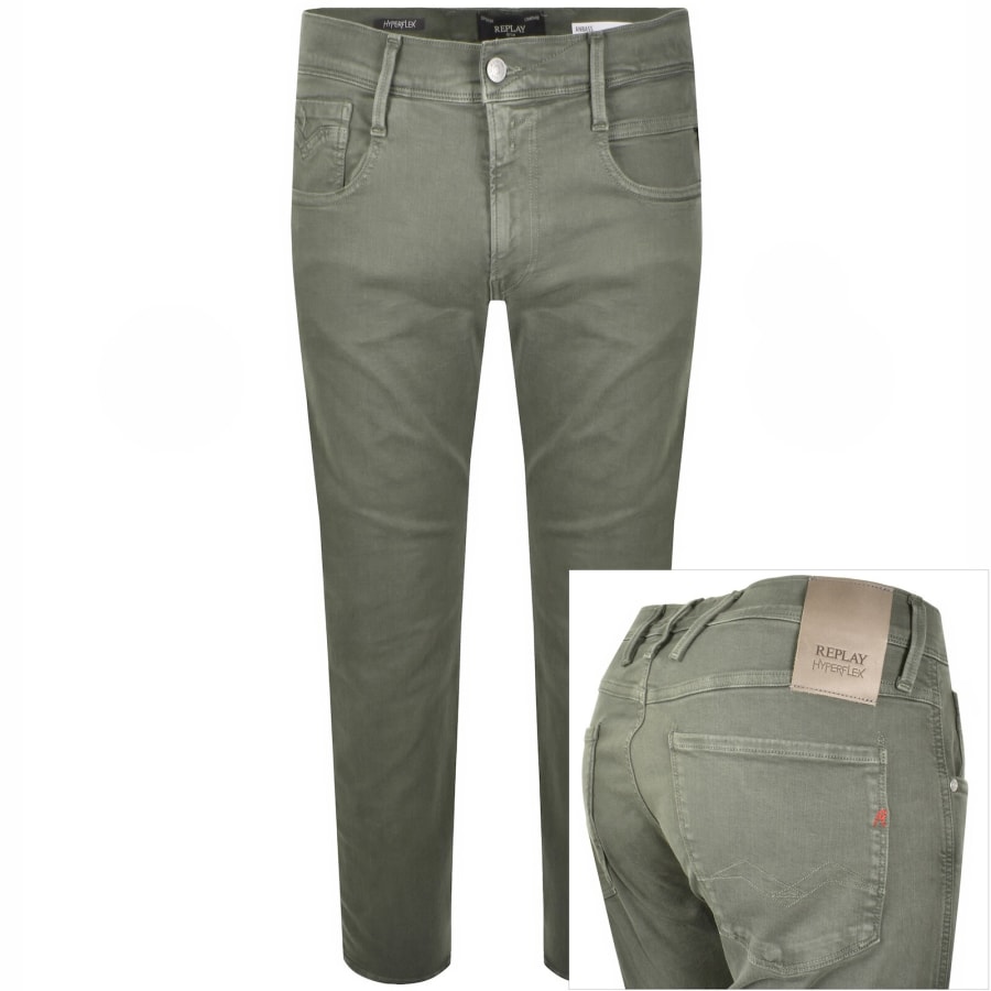 Image number 1 for Replay Anbass Hyperflex Stretch Jeans Green