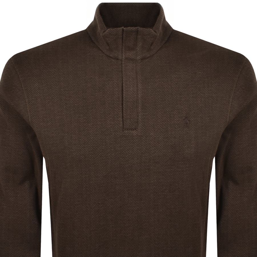 Image number 2 for Ralph Lauren Quarter Zip Sweatshirt Brown