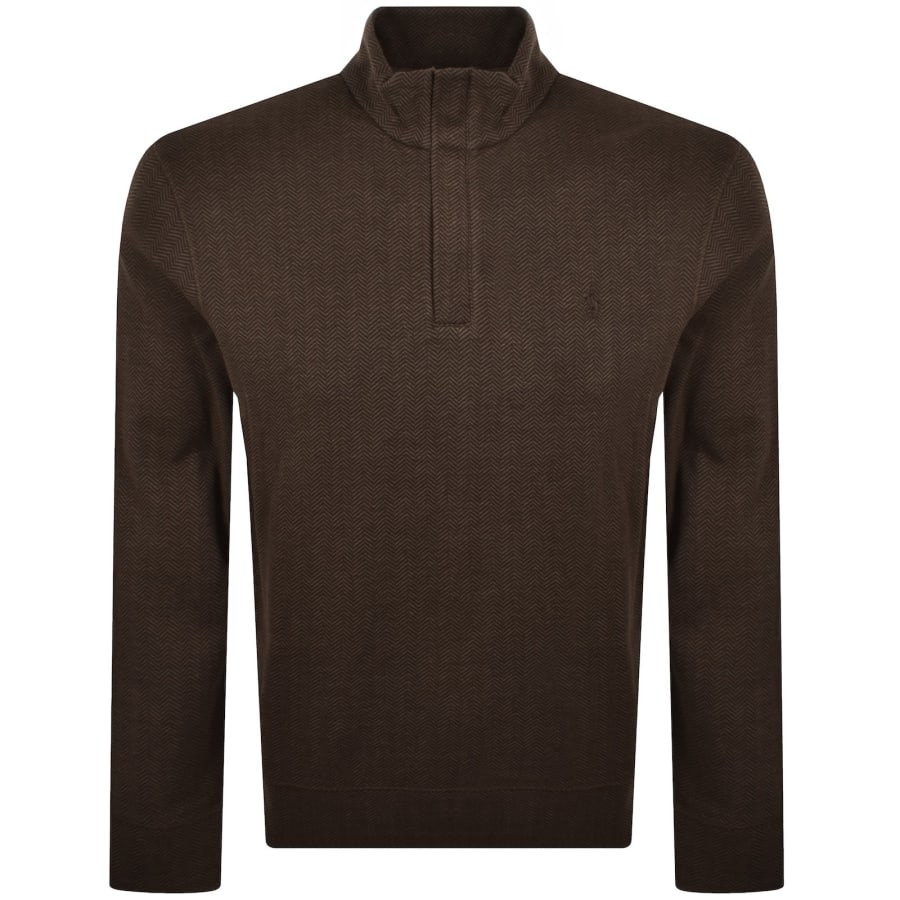 Image number 1 for Ralph Lauren Quarter Zip Sweatshirt Brown