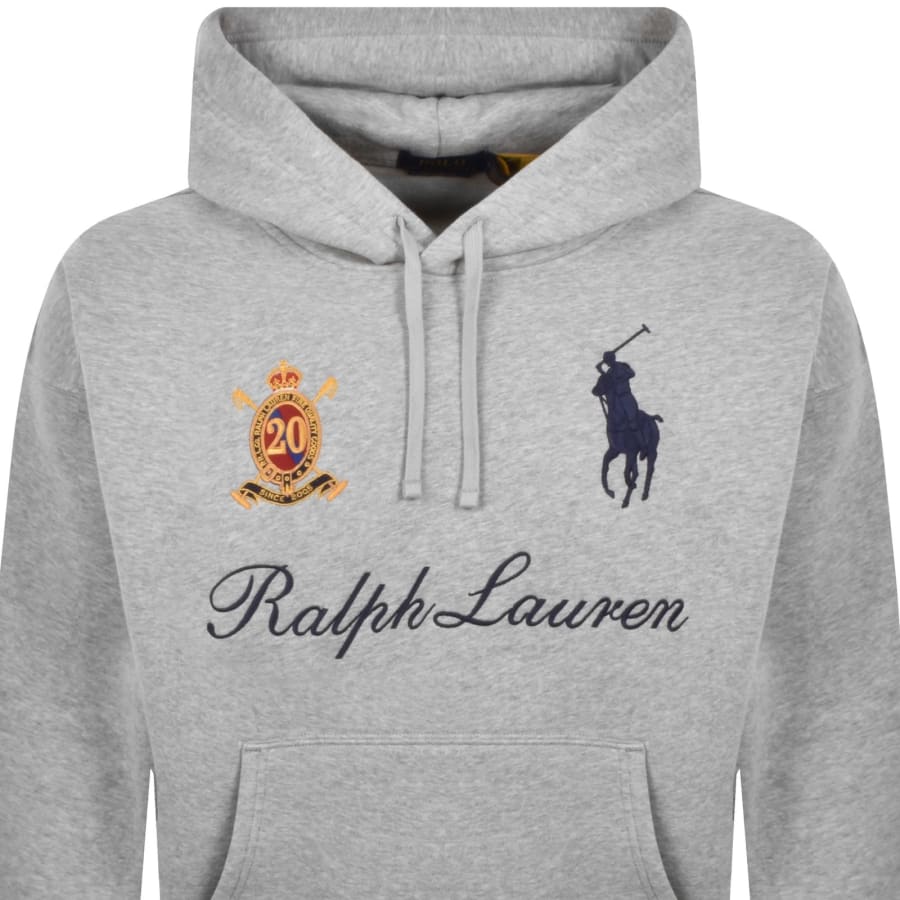 Image number 3 for Ralph Lauren Logo Hoodie Grey Heather