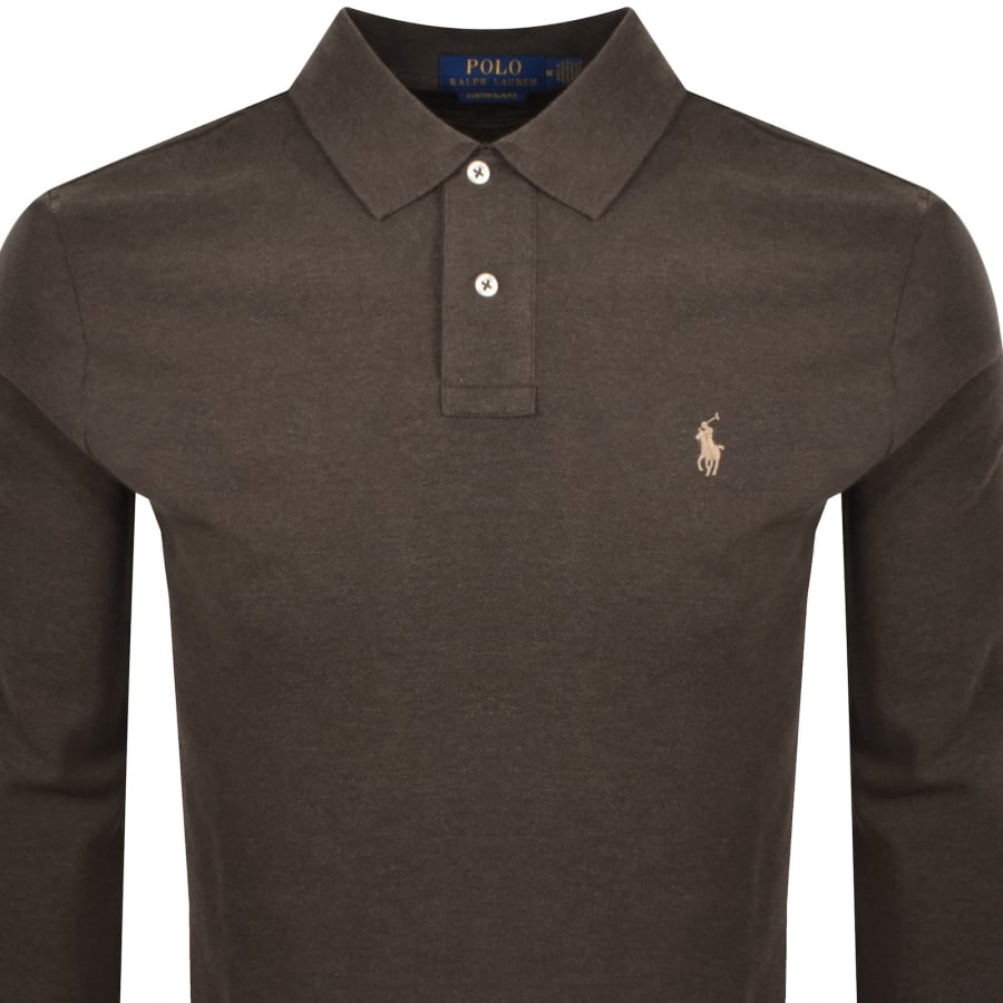 Image number 2 for Ralph Lauren Long Sleeved Polo T Shirt Brown