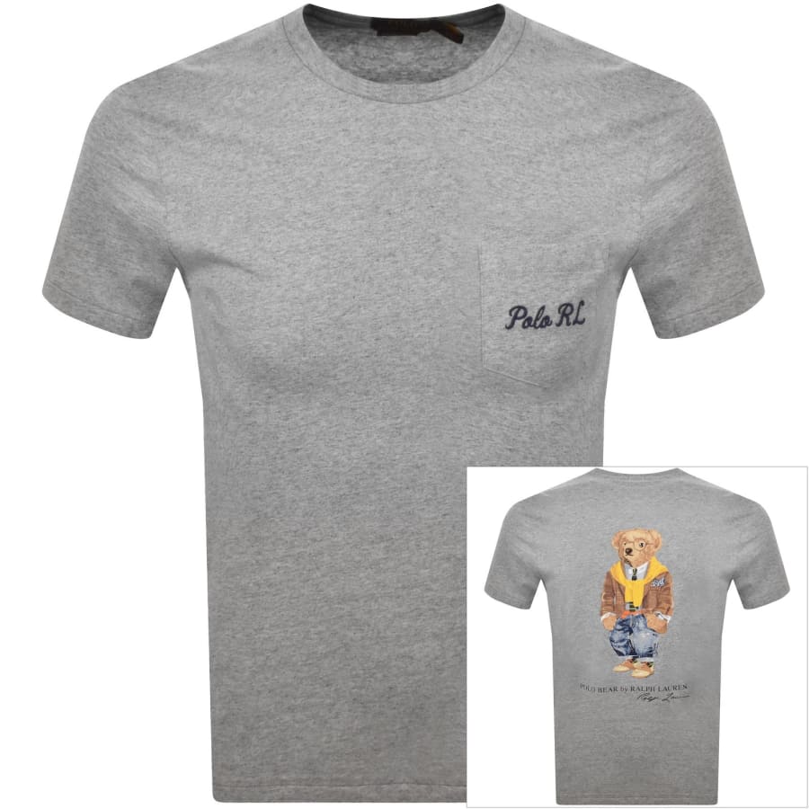 Image number 1 for Ralph Lauren Heritage Bear T Shirt Grey