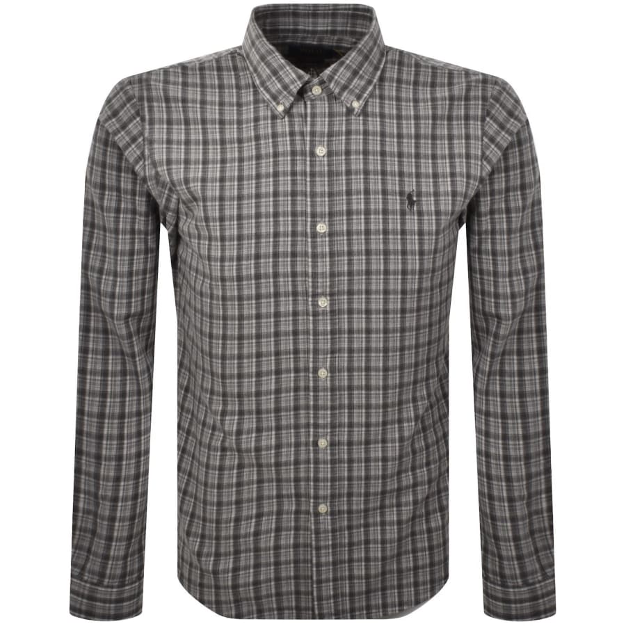 Image number 1 for Ralph Lauren Long Sleeve Check Shirt Grey