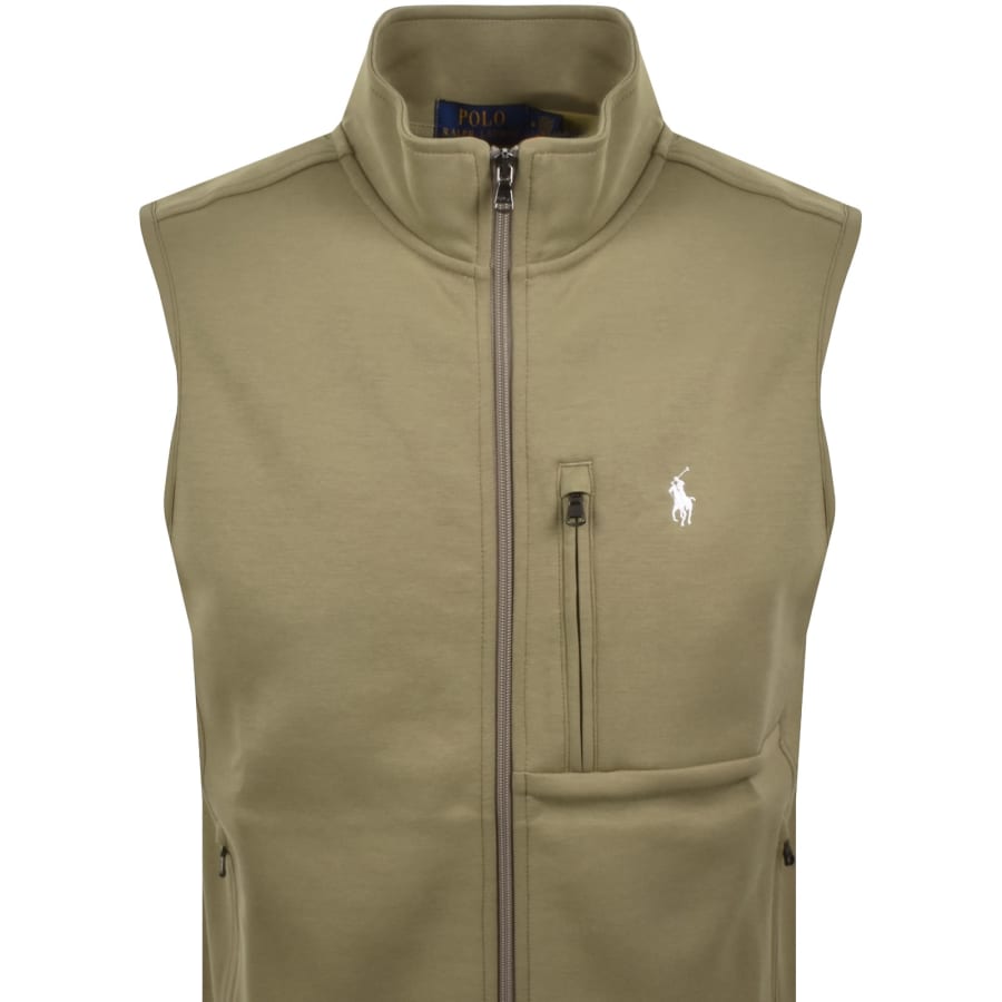 Image number 2 for Ralph Lauren Full Zip Gilet Desert Tan Khaki