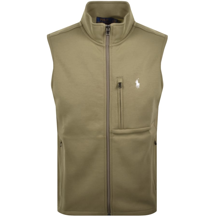 Image number 1 for Ralph Lauren Full Zip Gilet Desert Tan Khaki