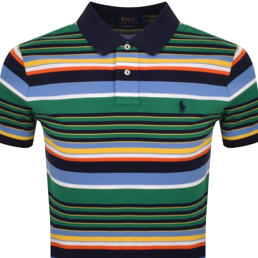Image number 2 for Ralph Lauren Billiard Stripe Polo T Shirt Navy
