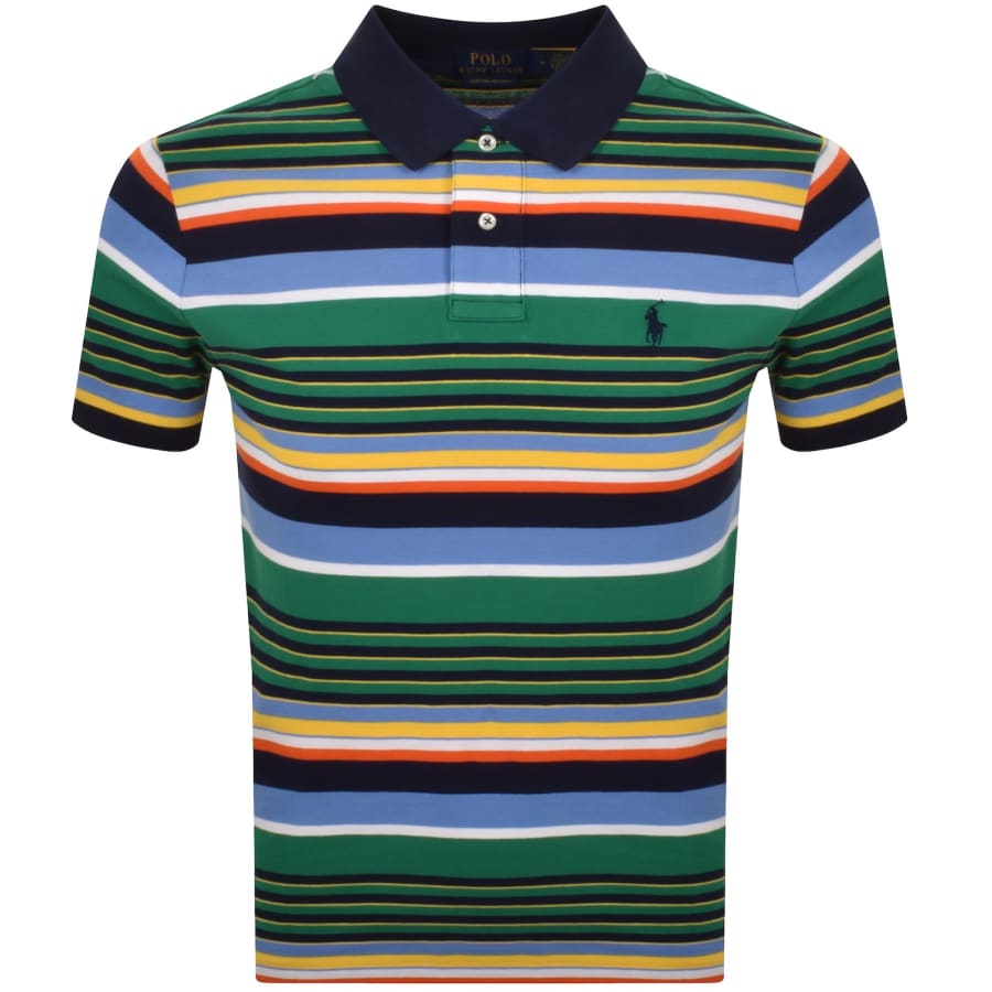 Image number 1 for Ralph Lauren Billiard Stripe Polo T Shirt Navy