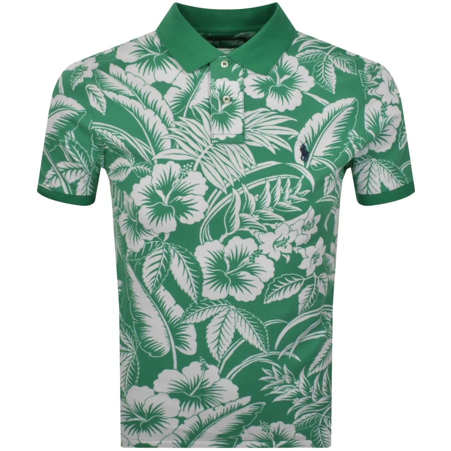 Image number 1 for Ralph Lauren Floral Polo T Shirt Green